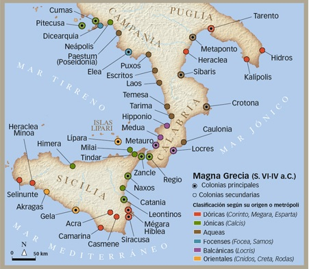 Resultado de imagen de colonias griegas en la península italica